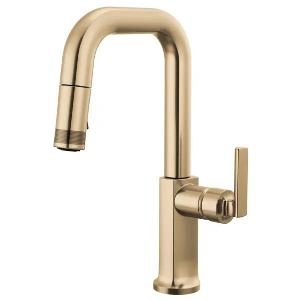 Brizo Kintsu 1.8 GPM Single Hole Pull Down Prep/Bar Faucet with Square Spout - Less Handle