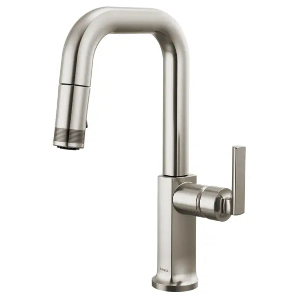 Brizo Kintsu 1.8 GPM Single Hole Pull Down Prep/Bar Faucet with Square Spout - Less Handle
