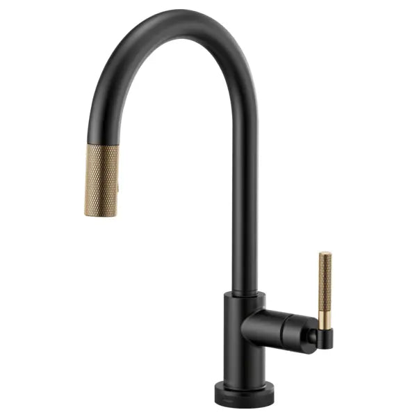 Brizo Litze Single Handle Arc Spout SmartTouch Pull Down Kitchen Faucet with Knurled Handle and On/Off Touch Activation - Limited Lifetime Warranty (5 Year on Electronic Parts)