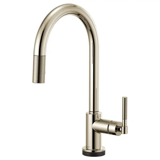 Brizo Litze Single Handle Arc Spout SmartTouch Pull Down Kitchen Faucet with Knurled Handle and On/Off Touch Activation - Limited Lifetime Warranty (5 Year on Electronic Parts)