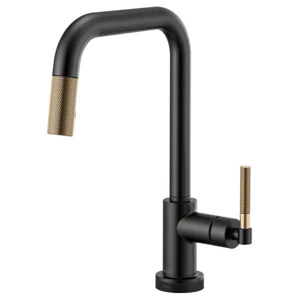 Brizo Litze Single Handle Square Arc SmartTouch Pull Down Kitchen Faucet with Knurled Handle and On/Off Touch Activation - Limited Lifetime Warranty (5 Year on Electronic Parts)