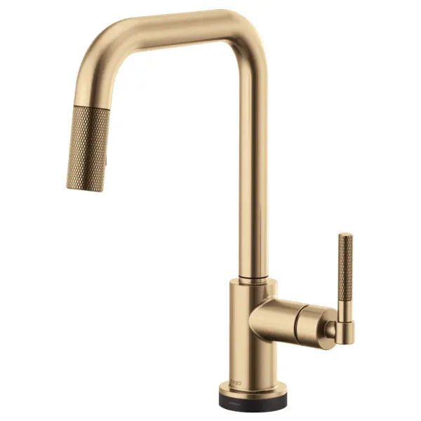 Brizo Litze Single Handle Square Arc SmartTouch Pull Down Kitchen Faucet with Knurled Handle and On/Off Touch Activation - Limited Lifetime Warranty (5 Year on Electronic Parts)