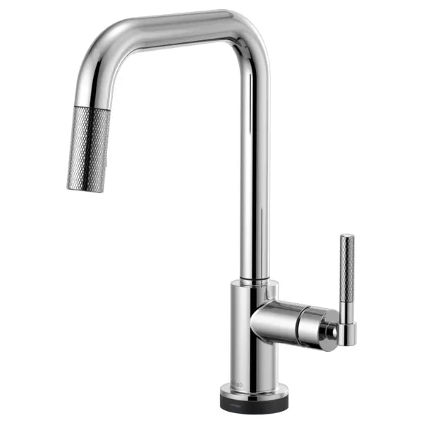 Brizo Litze Single Handle Square Arc SmartTouch Pull Down Kitchen Faucet with Knurled Handle and On/Off Touch Activation - Limited Lifetime Warranty (5 Year on Electronic Parts)