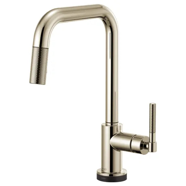 Brizo Litze Single Handle Square Arc SmartTouch Pull Down Kitchen Faucet with Knurled Handle and On/Off Touch Activation - Limited Lifetime Warranty (5 Year on Electronic Parts)