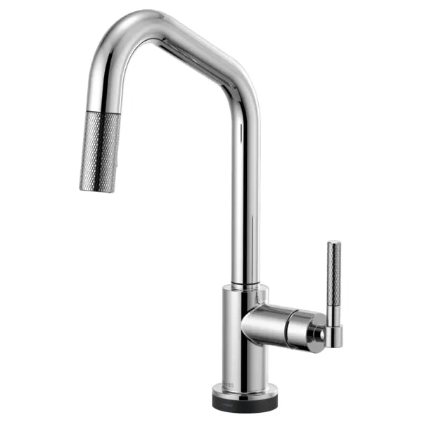 Brizo Litze Single Handle Angled Spout SmartTouch Pull Down Kitchen Faucet with Knurled Handle and On/Off Touch Activation - Limited Lifetime Warranty (5 Year on Electronic Parts)