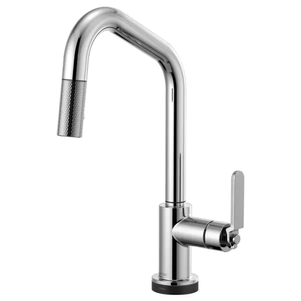 Brizo Litze Single Handle Angled Spout SmartTouch Pull Down Kitchen Faucet with Industrial Handle and On/Off Touch Activation - Limited Lifetime Warranty (5 Year on Electronic Parts)