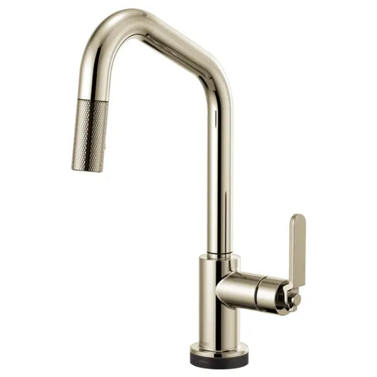 Brizo Litze Single Handle Angled Spout SmartTouch Pull Down Kitchen Faucet with Industrial Handle and On/Off Touch Activation - Limited Lifetime Warranty (5 Year on Electronic Parts)