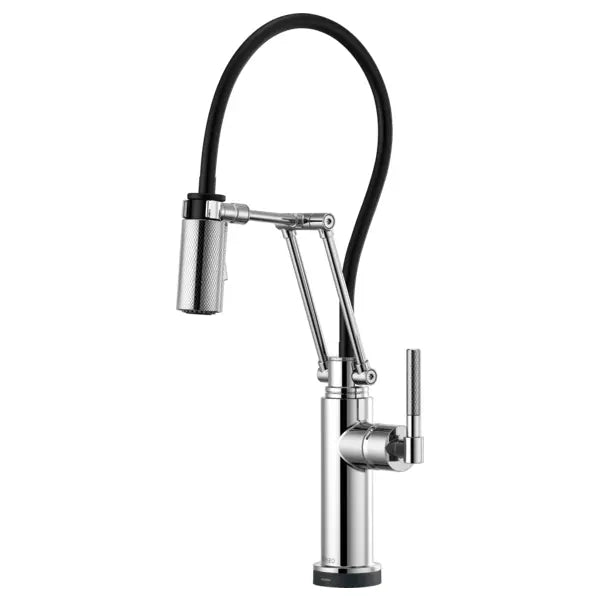 Brizo Litze Pull-Down Kitchen Faucet with Dual Jointed Articulating Arm, Knurled Handle, Magnetic Docking Spray Head and On/Off Touch Activation - Limited Lifetime Warranty (5 Year on Electronic Parts)
