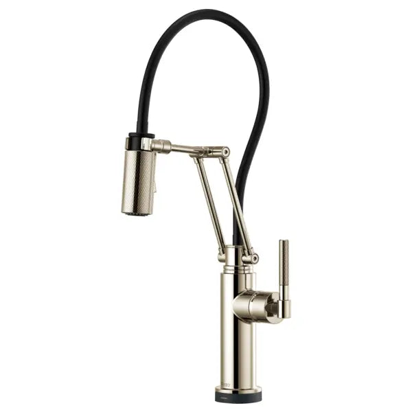 Brizo Litze Pull-Down Kitchen Faucet with Dual Jointed Articulating Arm, Knurled Handle, Magnetic Docking Spray Head and On/Off Touch Activation - Limited Lifetime Warranty (5 Year on Electronic Parts)