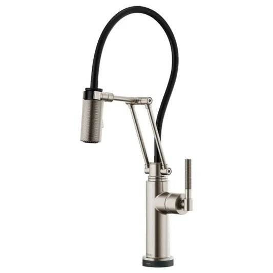 Brizo Litze Pull-Down Kitchen Faucet with Dual Jointed Articulating Arm, Knurled Handle, Magnetic Docking Spray Head and On/Off Touch Activation - Limited Lifetime Warranty (5 Year on Electronic Parts)