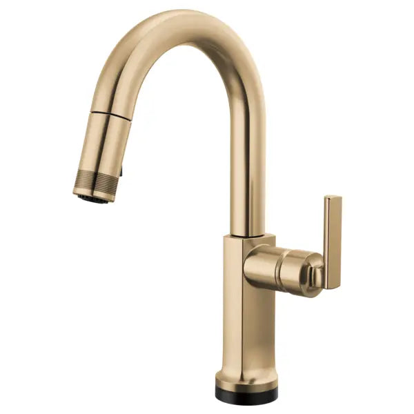 Brizo Kintsu 1.8 GPM Single Hole Pull Down Prep/Bar Faucet with On/Off Touch Activation and Arc Spout - Less Handle