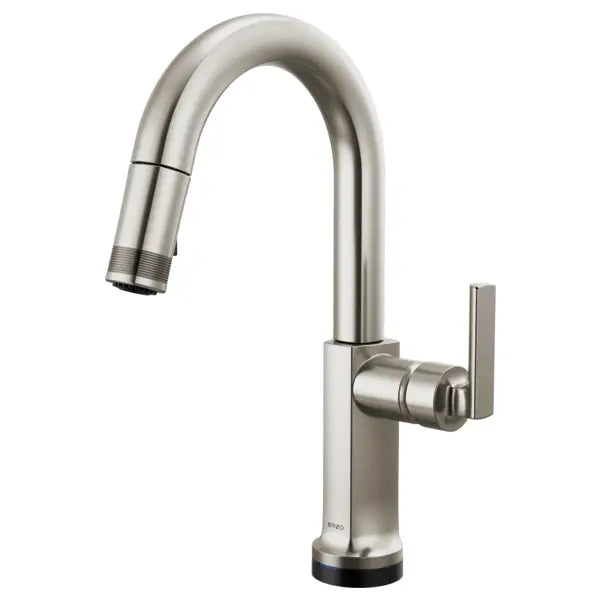 Brizo Kintsu 1.8 GPM Single Hole Pull Down Prep/Bar Faucet with On/Off Touch Activation and Arc Spout - Less Handle