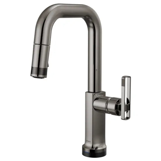 Brizo Kintsu 1.8 GPM Single Hole Pull Down Prep/Bar Faucet with On/Off Touch Activation and Square Spout - Less Handle