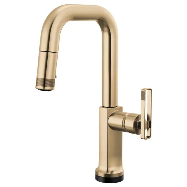 Brizo Kintsu 1.8 GPM Single Hole Pull Down Prep/Bar Faucet with On/Off Touch Activation and Square Spout - Less Handle
