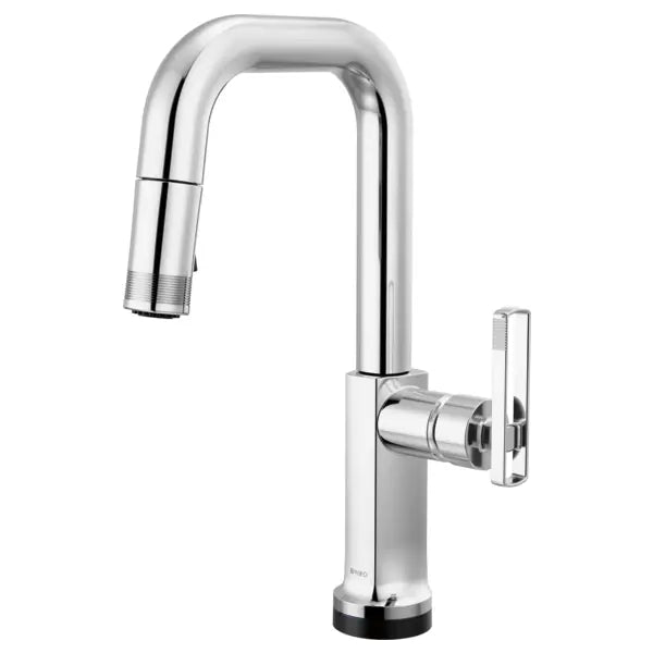 Brizo Kintsu 1.8 GPM Single Hole Pull Down Prep/Bar Faucet with On/Off Touch Activation and Square Spout - Less Handle