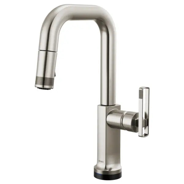 Brizo Kintsu 1.8 GPM Single Hole Pull Down Prep/Bar Faucet with On/Off Touch Activation and Square Spout - Less Handle