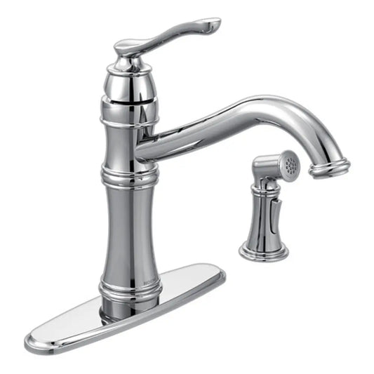Moen Belfield1.5 GPM High-Arc Single Handle Kitchen Faucet with Side Spray - Power Clean Technology