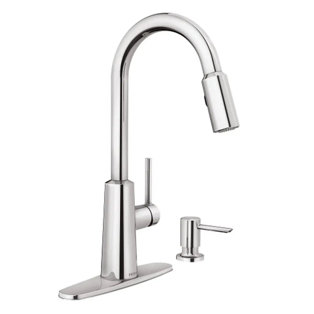Moen Nori Pullout Spray High-Arc Kitchen Faucet with Soap Dispenser and Reflex Technology