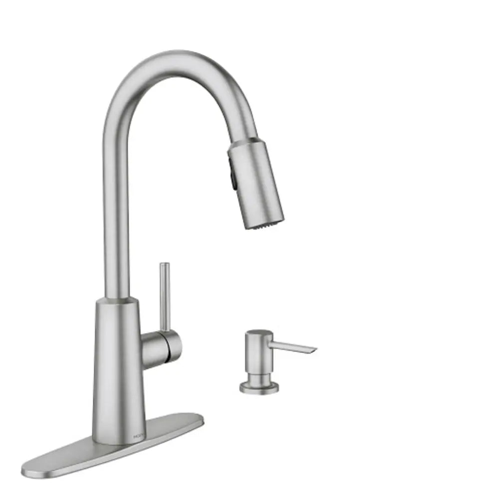 Moen Nori Pullout Spray High-Arc Kitchen Faucet with Soap Dispenser and Reflex Technology