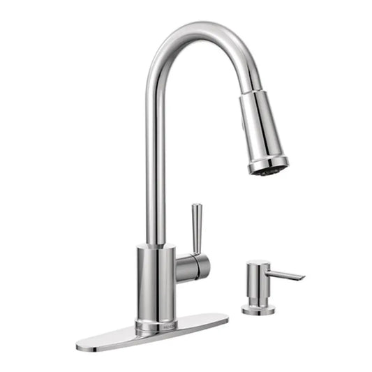 Moen Indi Pullout Spray High-Arc Kitchen Faucet - Includes Soap Dispenser