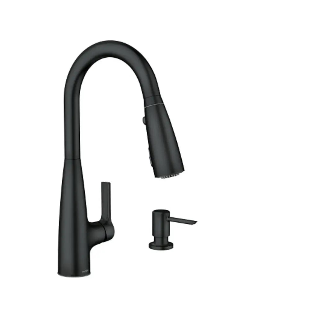 Moen Haelyn 1.5 GPM Single Hole Pull Down Kitchen Faucet with ColorCue Temperature Indicator - Includes Soap Dispenser and Escutcheon