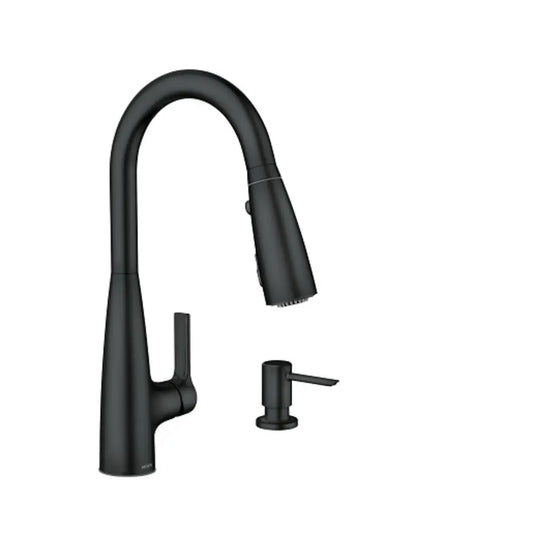 Moen Haelyn 1.5 GPM Single Hole Pull Down Kitchen Faucet with ColorCue Temperature Indicator - Includes Soap Dispenser and Escutcheon