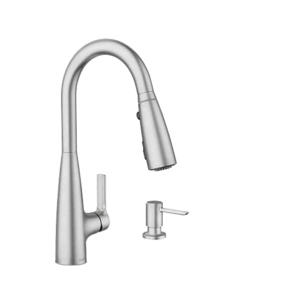 Moen Haelyn 1.5 GPM Single Hole Pull Down Kitchen Faucet with ColorCue Temperature Indicator - Includes Soap Dispenser and Escutcheon