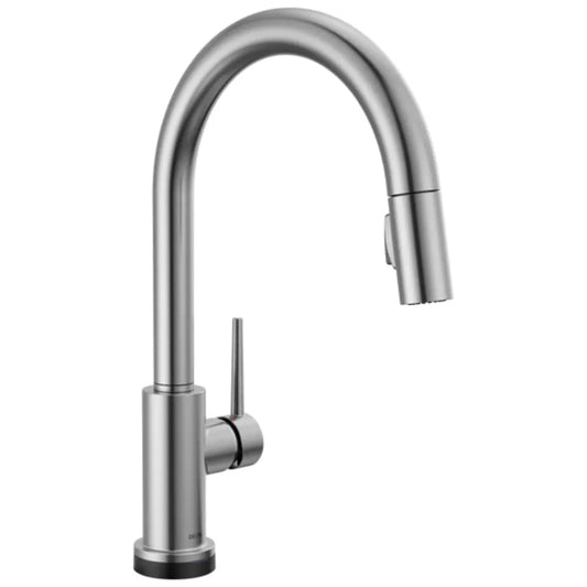 Delta Trinsic Pull-Down Kitchen Faucet with On/Off Touch Activation, Magnetic Docking Spray Head, and Soap/Lotion Dispenser - Includes Lifetime Warranty (5 Year on Electronic Parts)