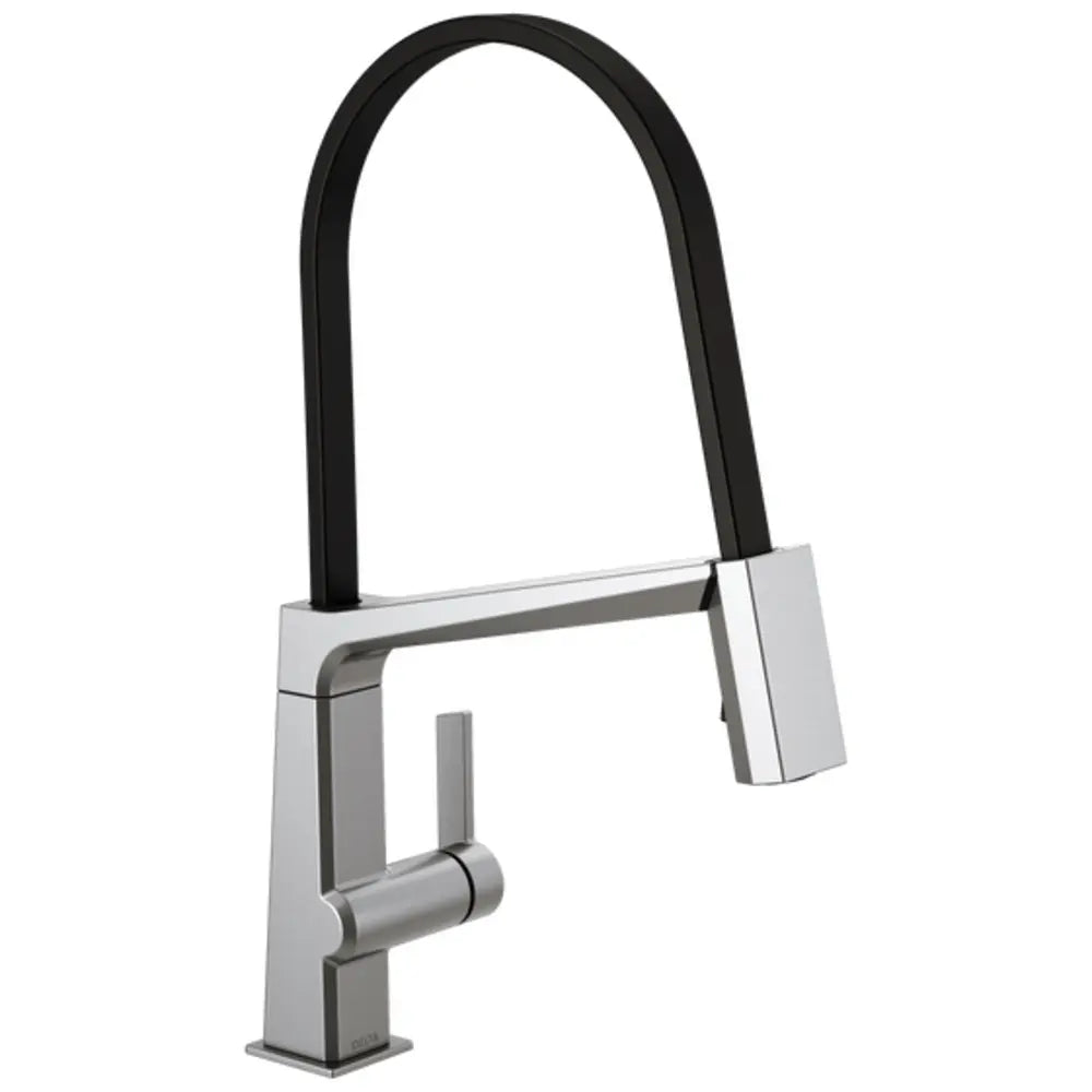 Delta Pivotal Pull-Down Kitchen Faucet with Exposed Hose and Magnetic Docking Spray Head - Limited Lifetime Warranty