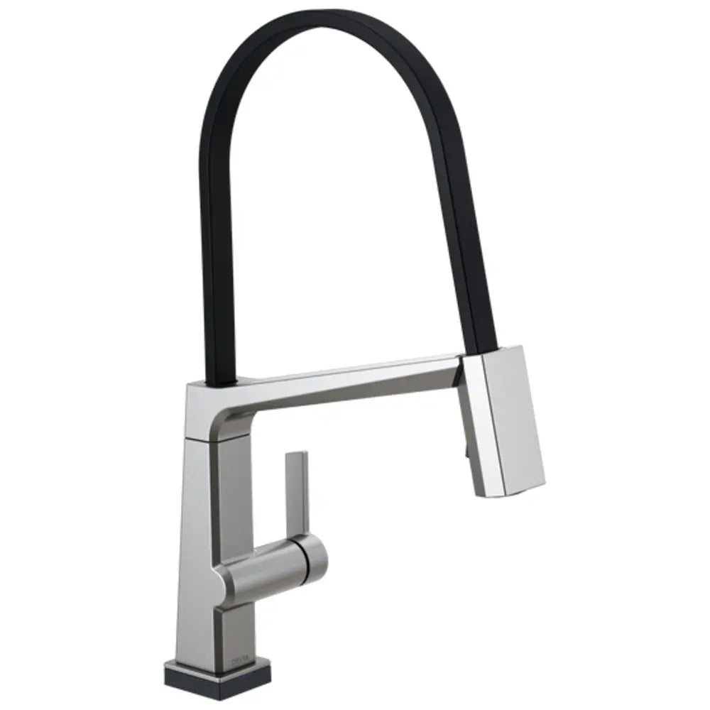 Delta Pivotal Pull-Down Kitchen Faucet with Exposed Hose, On/Off Touch Activation, Magnetic Docking Spray Head - Limited Lifetime Warranty (5 Year on Electronic Parts)