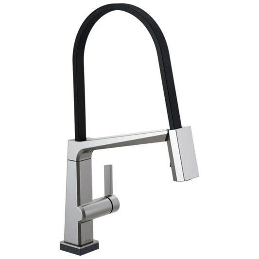 Delta Pivotal Pull-Down Kitchen Faucet with Exposed Hose, On/Off Touch Activation, Magnetic Docking Spray Head - Limited Lifetime Warranty (5 Year on Electronic Parts)