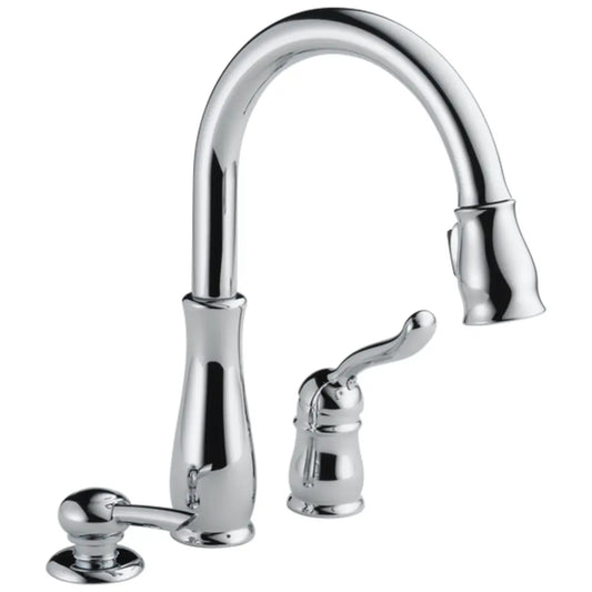 Delta Leland Pull-Down Kitchen Faucet with Magnetic Docking Spray Head and Soap/Lotion Dispenser - Includes Lifetime Warranty