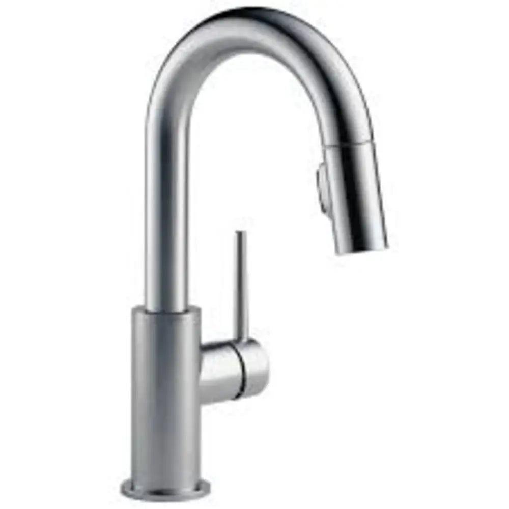Delta Trinsic Pull-Down Bar/Prep Faucet with Magnetic Docking Spray Head and Soap/Lotion Dispenser - Includes Lifetime Warranty