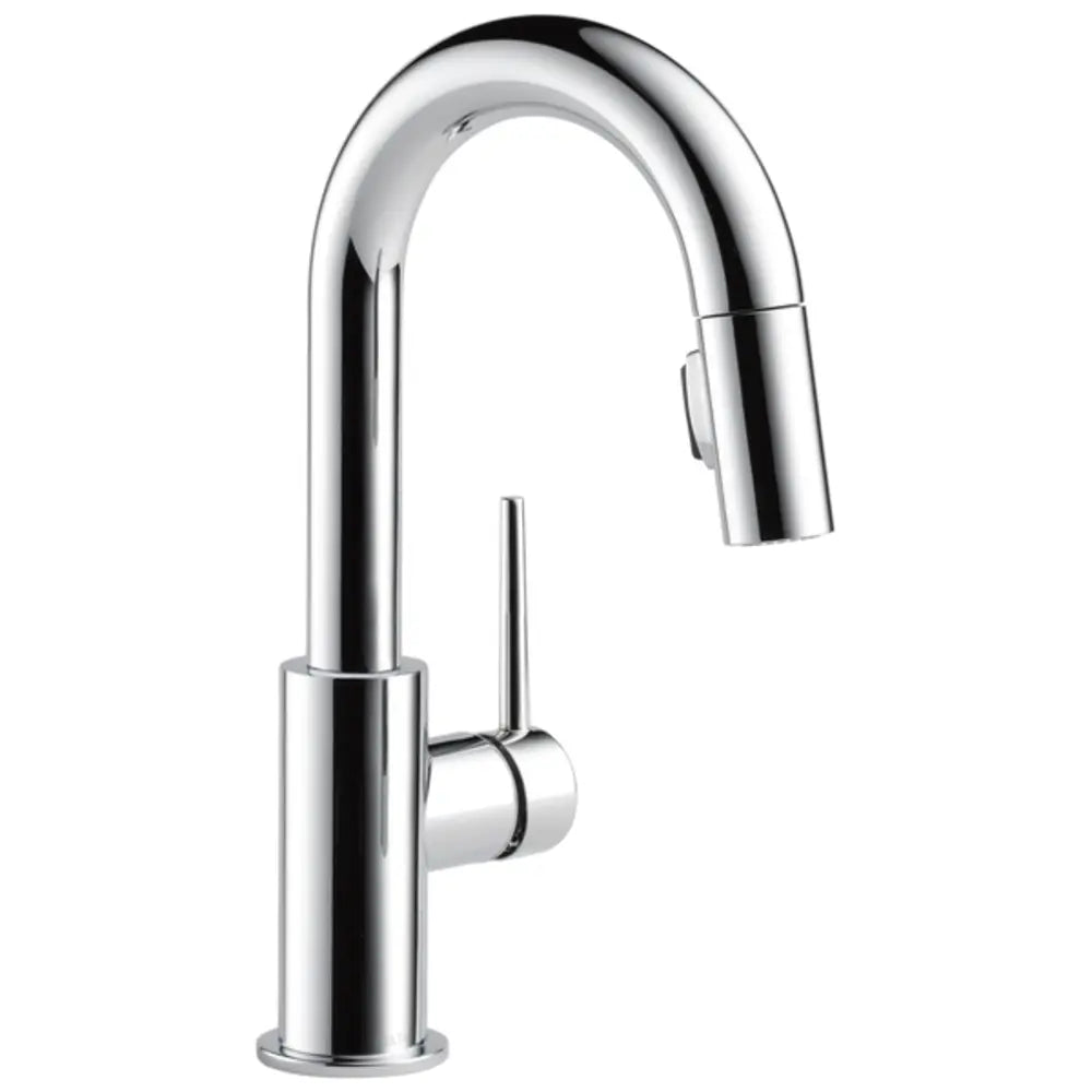 Delta Trinsic 1.8 GPM Single Hole Pull Down Bar/Prep Faucet with Magnetic Docking Spray Head and Limited Swivel