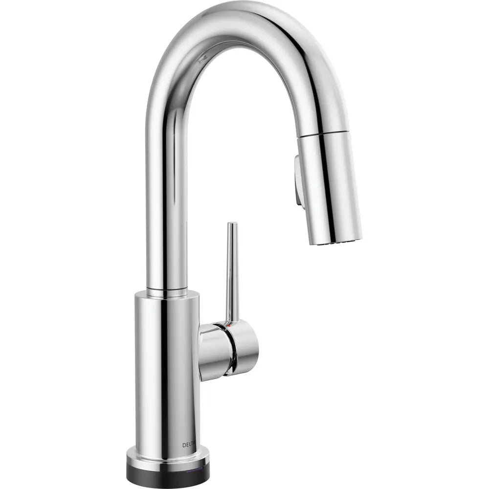 Delta Trinsic Pull-Down Bar/Prep Faucet with On/Off Touch Activation, Magnetic Docking Spray Head, and Soap/Lotion Dispenser - Includes Lifetime Warranty (5 Year on Electronic Parts)