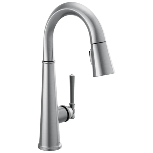 Delta Emmeline 1.8 GPM Single Hole Pull Down Bar/Prep Faucet with Magnetic Docking Spray Head