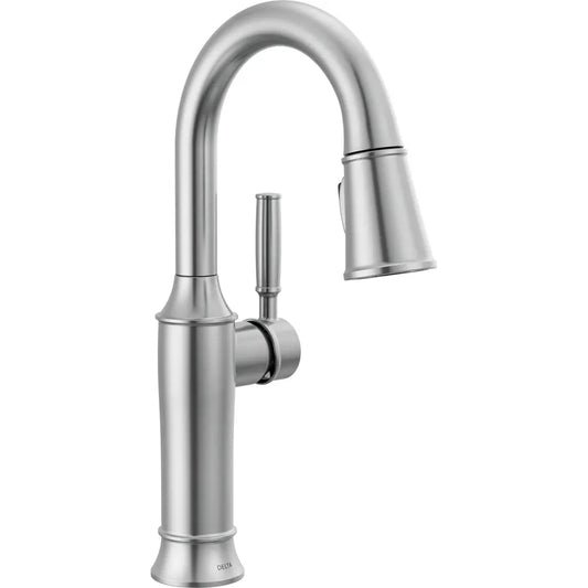 Delta Renaldi 1.8 GPM Single Hole Pull-Down Bar/Prep Faucet with Magnetic Docking Spray Head
