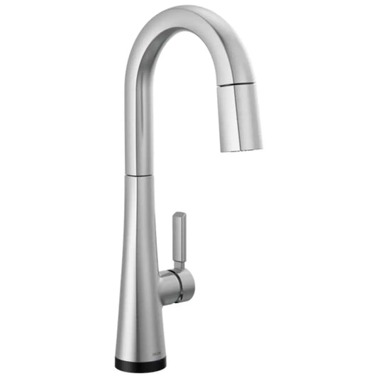 Delta Monrovia 1.8 GPM Deck Mounted Pull Down Bar Faucet with DIAMOND Seal, Touch-Clean, MagnaTite, and Touch2O Technologies