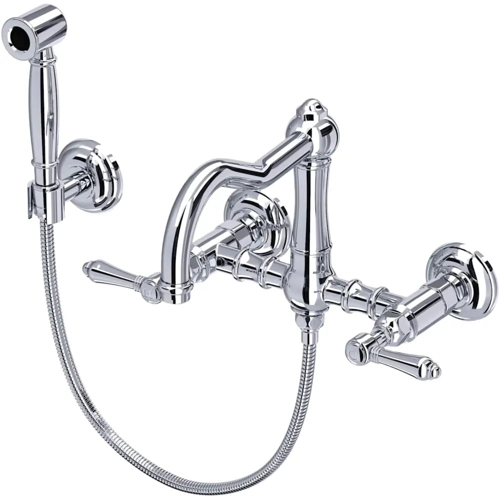 Rohl Acqui 1.5 GPM Wall Mounted Widespread Bridge Kitchen Faucet - Includes Side Spray