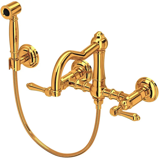 Rohl Acqui 1.5 GPM Wall Mounted Widespread Bridge Kitchen Faucet - Includes Side Spray