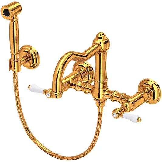 Rohl Acqui 1.5 GPM Wall Mounted Widespread Bridge Kitchen Faucet - Includes Side Spray