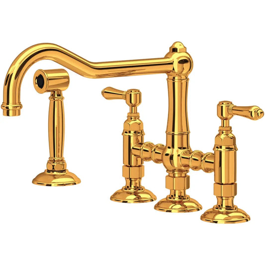 Rohl Acqui 1.5 GPM Widespread Bridge Kitchen Faucet - Includes Side Spray