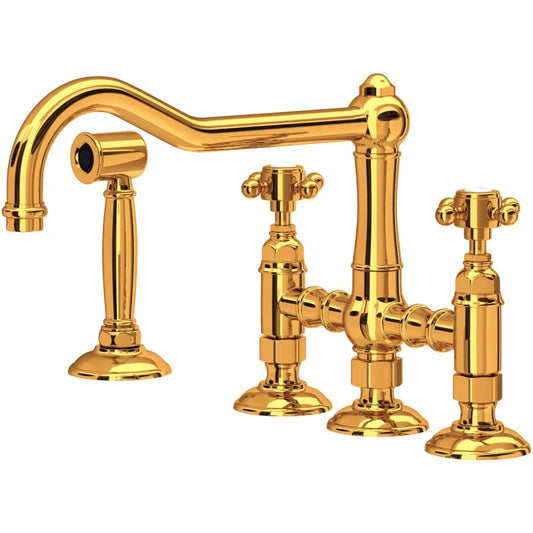 Rohl Acqui 1.5 GPM Widespread Bridge Kitchen Faucet - Includes Side Spray