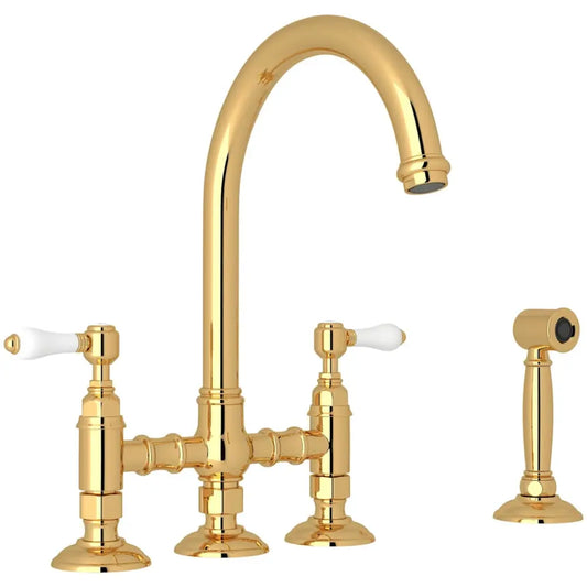 Rohl San Julio 1.5 GPM Widespread Bridge Kitchen Faucet - Includes Side Spray
