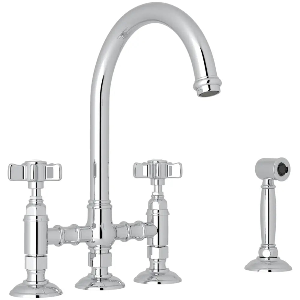 Rohl San Julio 1.5 GPM Widespread Bridge Kitchen Faucet - Includes Side Spray