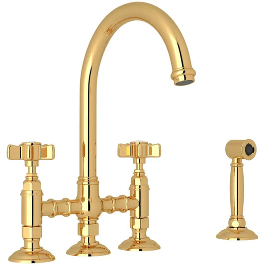 Rohl San Julio 1.5 GPM Widespread Bridge Kitchen Faucet - Includes Side Spray