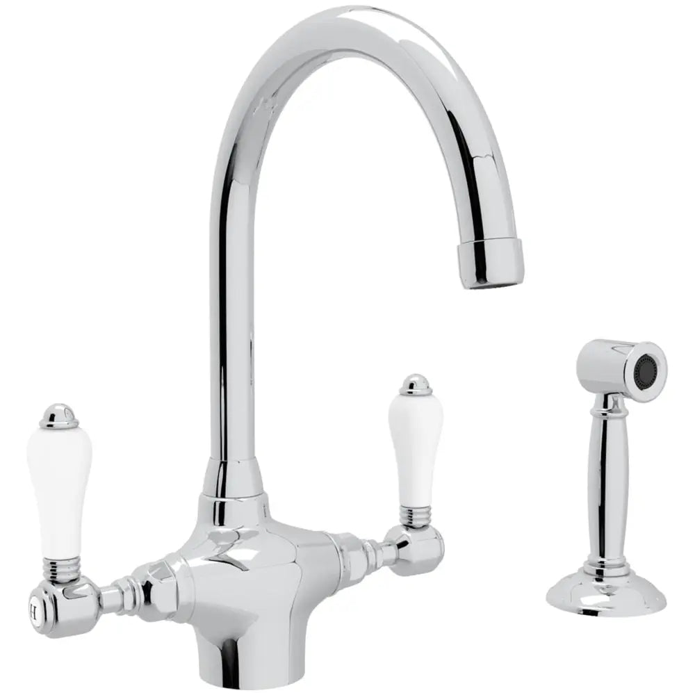 Rohl San Julio 1.5 GPM Single Hole Kitchen Faucet with Porcelain Lever Handles- Includes Side Spray