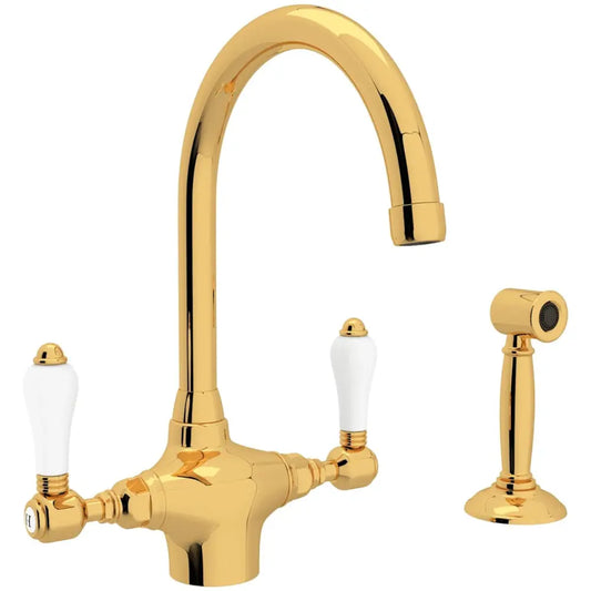 Rohl San Julio 1.5 GPM Single Hole Kitchen Faucet with Porcelain Lever Handles- Includes Side Spray