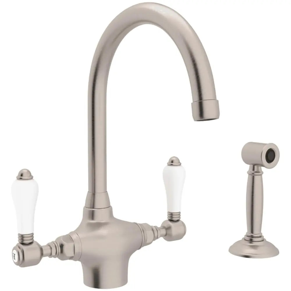 Rohl San Julio 1.5 GPM Single Hole Kitchen Faucet with Porcelain Lever Handles- Includes Side Spray