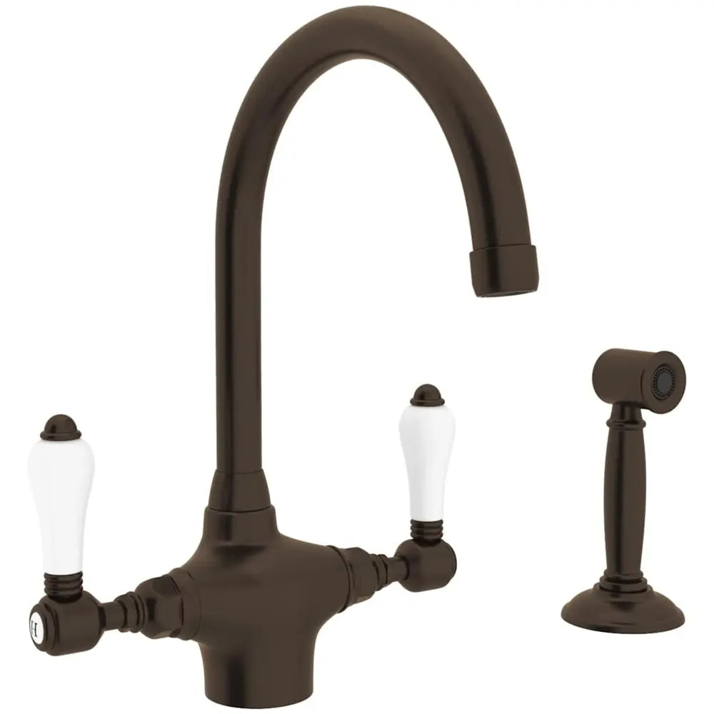 Rohl San Julio 1.5 GPM Single Hole Kitchen Faucet with Porcelain Lever Handles- Includes Side Spray